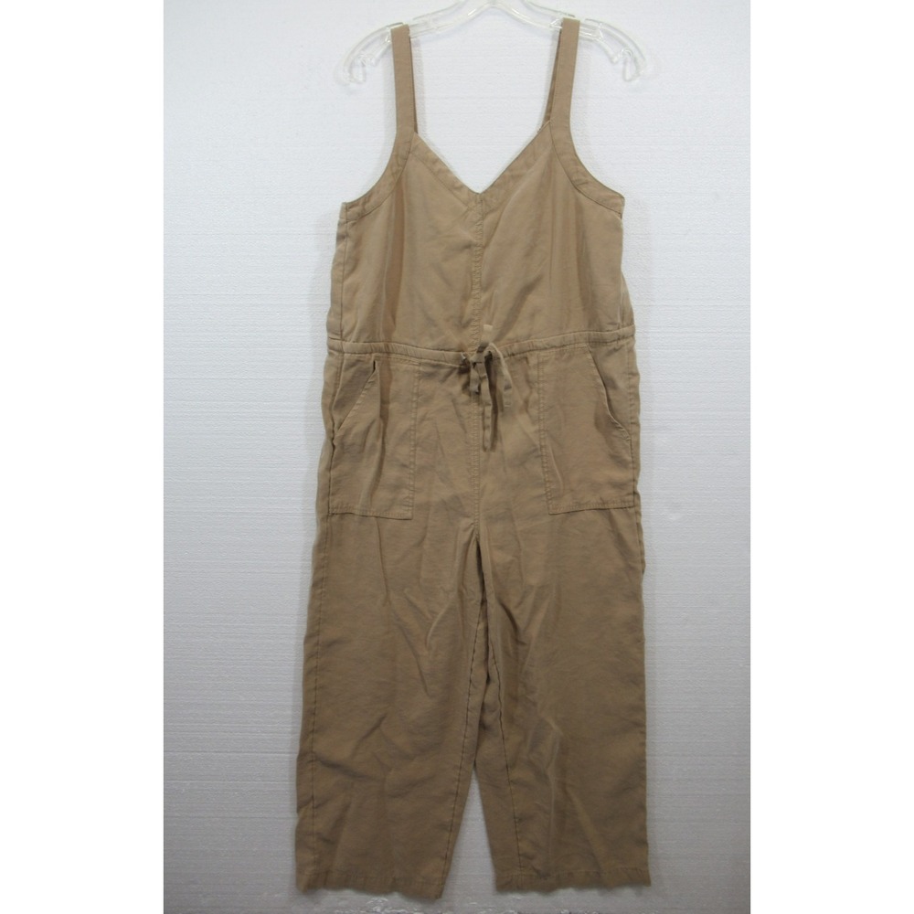 Old Navy Baggy Wide Leg Overalls Jumpsuit Women Medium Beige